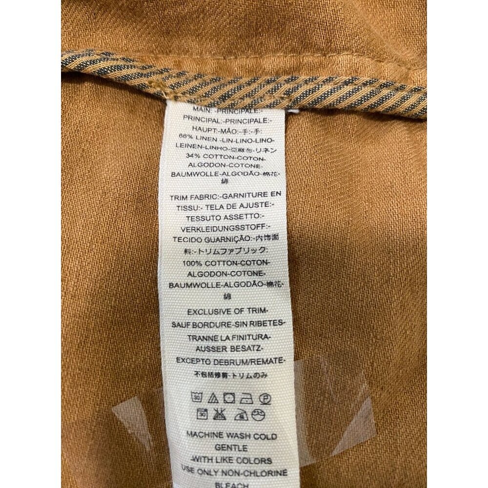 Free People Tan Brown Linen Cotton Oversized Blazer Jacket X-Small Preppy - Picture 14 of 15